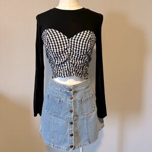Gingham Corset Tie Back Top